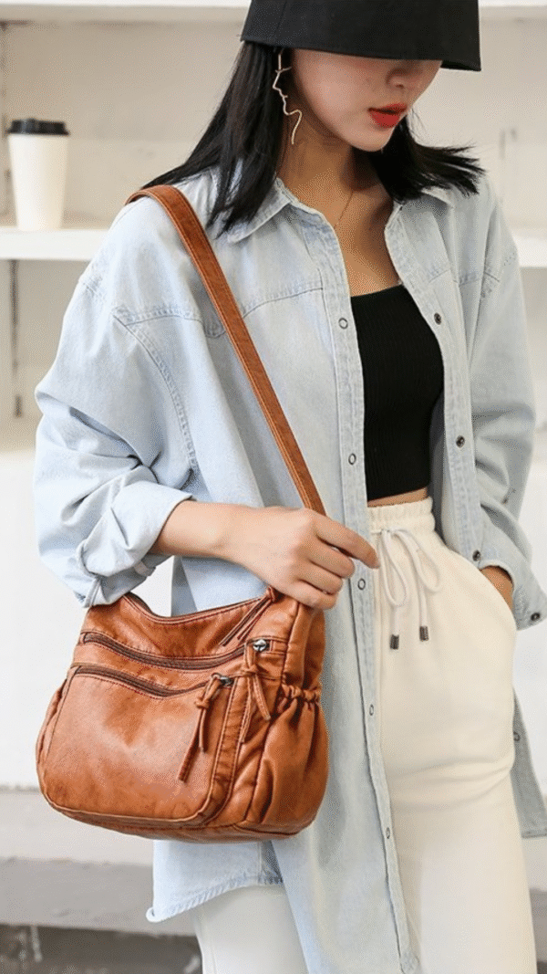 Bolso Bandolera Vintage Camello 2