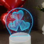 Lampara Corazon 3D Celeste